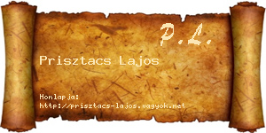 Prisztacs Lajos névjegykártya